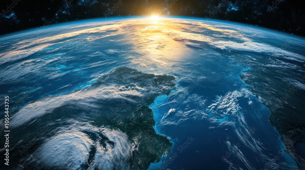 Fototapeta premium A stunning view of Planet Earth from space, showcasing vibrant blue oceans and swirling white clouds.