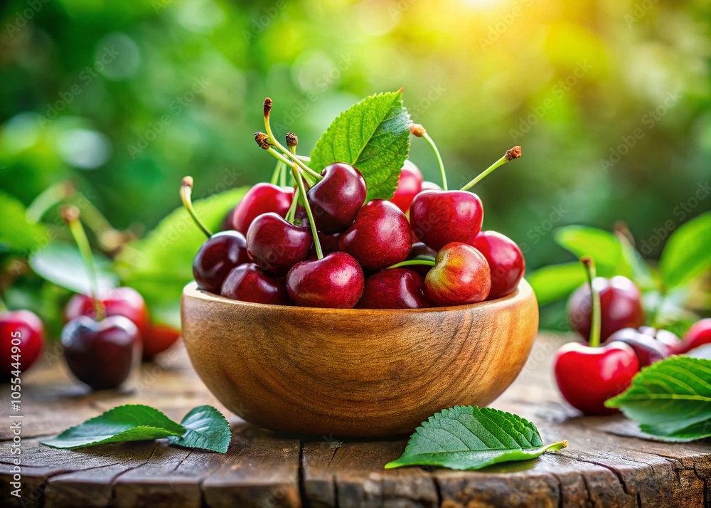 Fresh Ciliege Cherries in a Rustic Setting - Vibrant Red Juicy Fruit Photography Fresh Ciliege Cherries in a Rustic Setting - Vibrant Red Juicy Fruit Photography