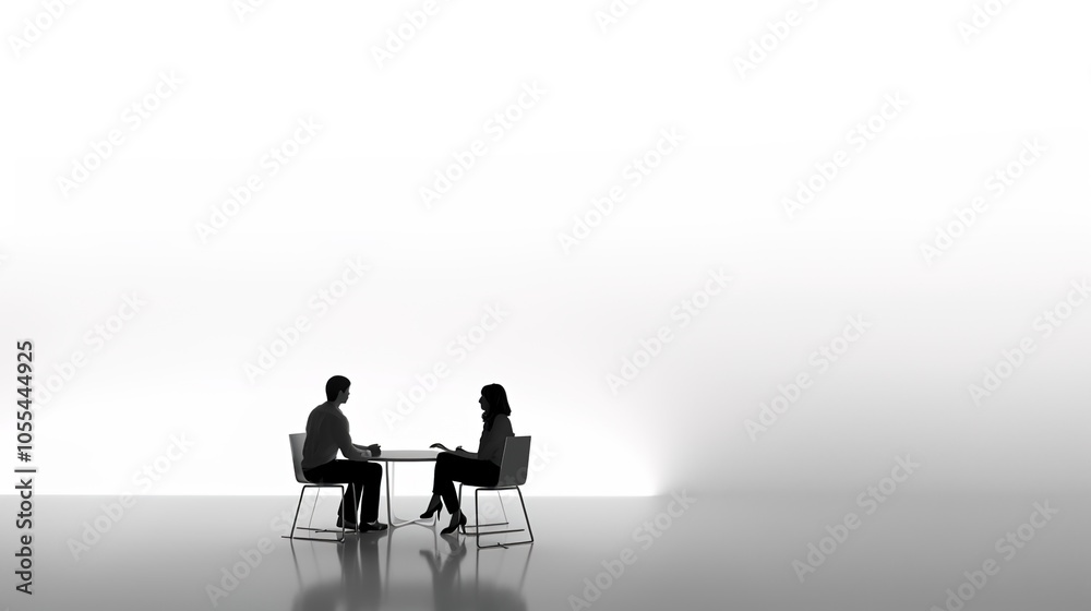 Business meeting with a simple white background showcases professionalism and focus. A clean and elegant setting for important discussions and decision-making Business meeting with a simple white background showcases professionalism and focus. A clean and elegant setting for important discussions and decision-making