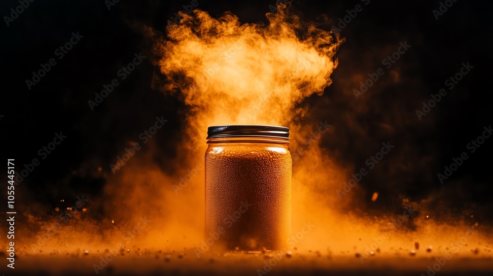 Fermenting sourdough with bubbles in a glass jar, captured from above, Active sourdough starter, fermentation process Fermenting sourdough with bubbles in a glass jar, captured from above, Active sourdough starter, fermentation process