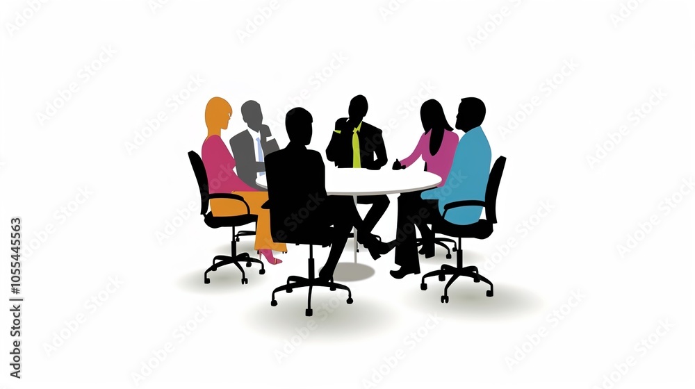 Business meeting with a simple white background showcases professionalism and focus. A clean and elegant setting for important discussions and decision-making Business meeting with a simple white background showcases professionalism and focus. A clean and elegant setting for important discussions and decision-making