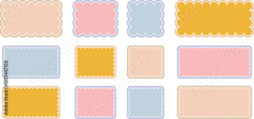 Y2k geometric psychedelic squiggle border or frames lines
