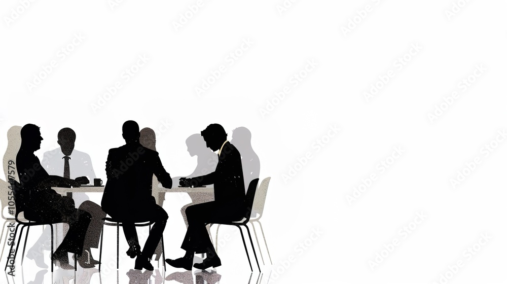 Business meeting with a simple white background showcases professionalism and focus. A clean and elegant setting for important discussions and decision-making Business meeting with a simple white background showcases professionalism and focus. A clean and elegant setting for important discussions and decision-making