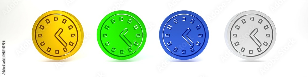 Colorful Clock icon isolated on white background. Time symbol. Minimalism concept. 3D render illustration Colorful Clock icon isolated on white background. Time symbol. Minimalism concept. 3D render illustration