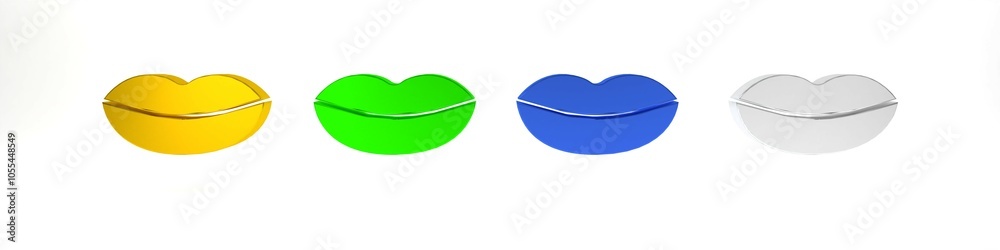 Colorful Smiling lips icon isolated on white background. Smile symbol. Minimalism concept. 3D render illustration Colorful Smiling lips icon isolated on white background. Smile symbol. Minimalism concept. 3D render illustration
