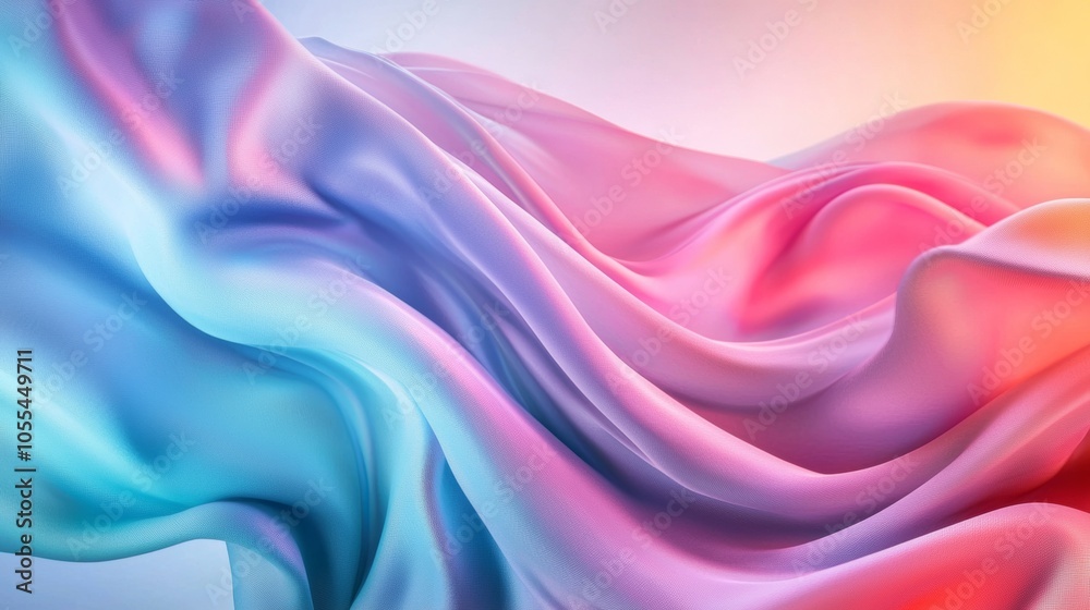 Fototapeta premium Vibrant flowing fabric with pink and blue gradient