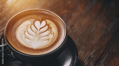 A warm cup of coffee with heartshaped latte art, cozy and comforting moment of relaxation