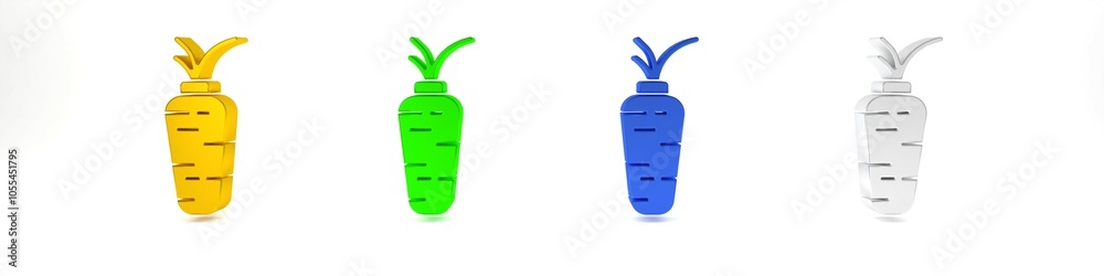 Colorful Carrot icon isolated on white background. Minimalism concept. 3D render illustration Colorful Carrot icon isolated on white background. Minimalism concept. 3D render illustration