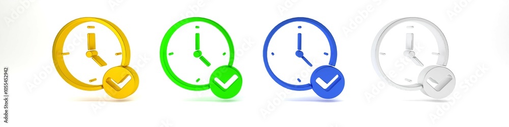 Colorful Clock icon isolated on white background. Time symbol. Minimalism concept. 3D render illustration Colorful Clock icon isolated on white background. Time symbol. Minimalism concept. 3D render illustration