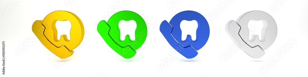 Colorful Online dental care icon isolated on white background. Dental service information call center. Minimalism concept. 3D render illustration