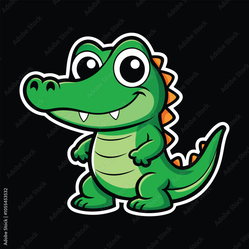 Fototapeta premium Crocodile wild animal vector cartoon sticker