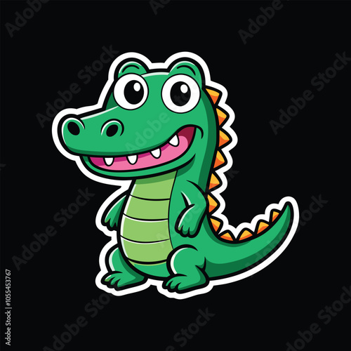 Crocodile wild animal vector cartoon sticker