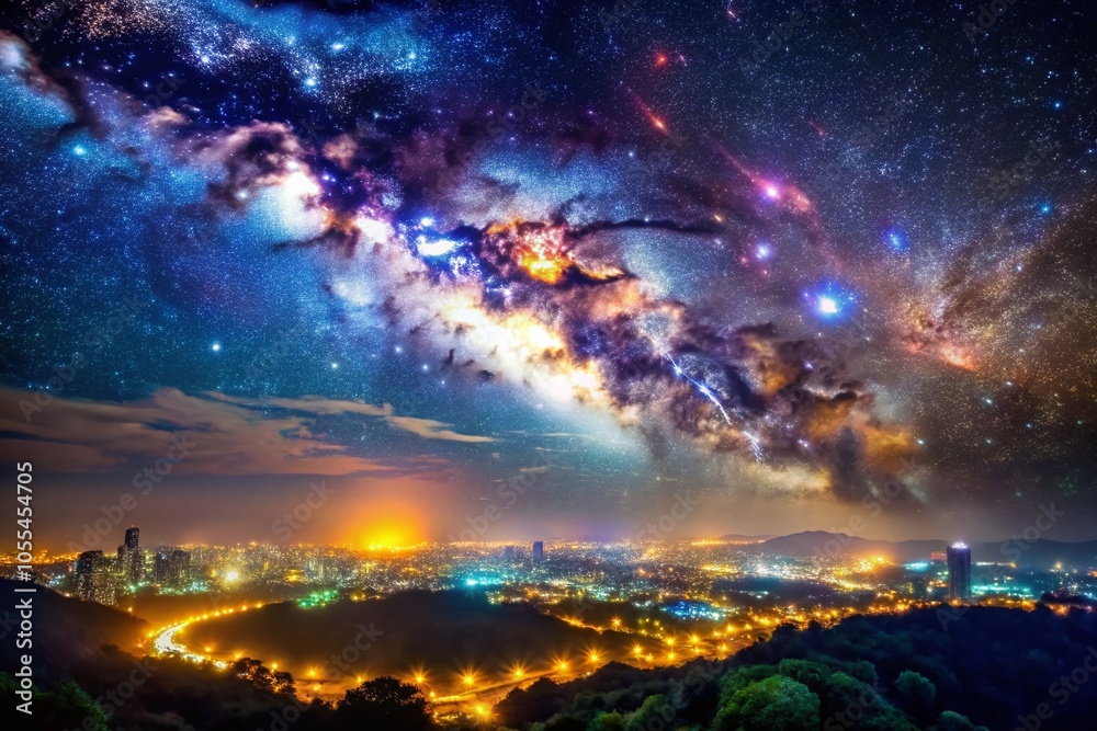 Global Light Speed Night: Stunning Bokeh Effect Over a Cosmic Skyline Global Light Speed Night: Stunning Bokeh Effect Over a Cosmic Skyline