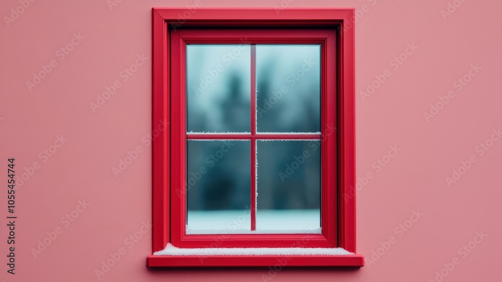 Obraz premium Cold chill permeating a frosty window, the sharp contrast of freezing temperatures, frosty window winter chill, frozen beauty of winter