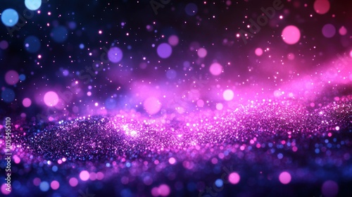 A Vibrant Display of Cool Blues and Purples in Sparkling Cosmic Glittery Textures and Dots