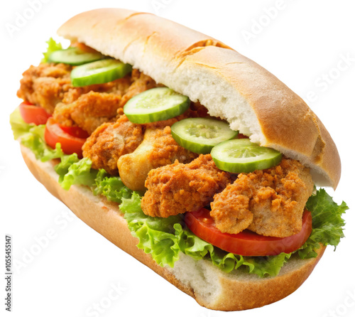 Po boy hotdog, transparent background