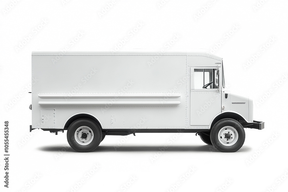 White food truck with blank side mock up on white background White food truck with blank side mock up on white background