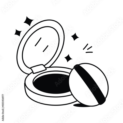 Compact powder, well designed icon of face powder