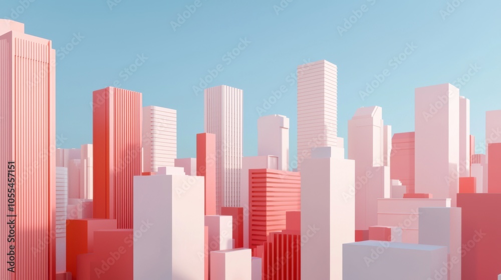 Abstract Modern Cityscape: A Panoramic 3D Illustration Journey Abstract Modern Cityscape: A Panoramic 3D Illustration Journey