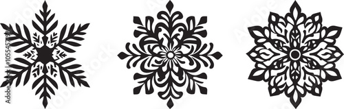 Silhouette of a simple snowflakes vector silhouette