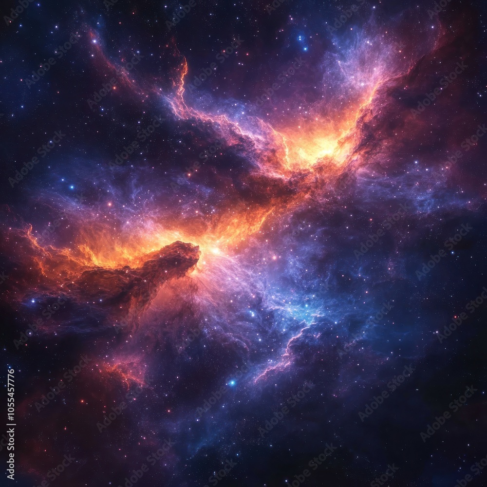 Fototapeta premium Cosmic Nebula: A Stellar Symphony of Colors