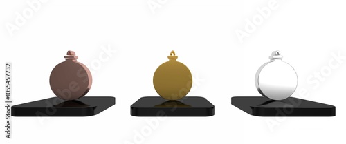 Colorful Christmas ball icon isolated on white background. Merry Christmas and Happy New Year. Minimalism concept. 3D render illustration photo