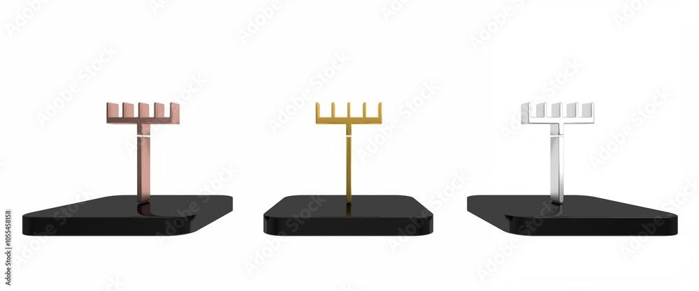 Colorful Garden rake icon isolated on white background. Tool for horticulture, agriculture, farming. Ground cultivator. Housekeeping equipment. Minimalism concept. 3D render illustration