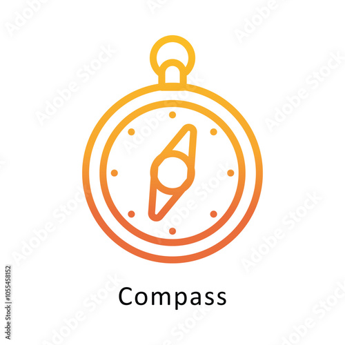 Compass Vector Outline Gradient Design icon. Winter Travelling Symbol on White backgroud EPS 10 file