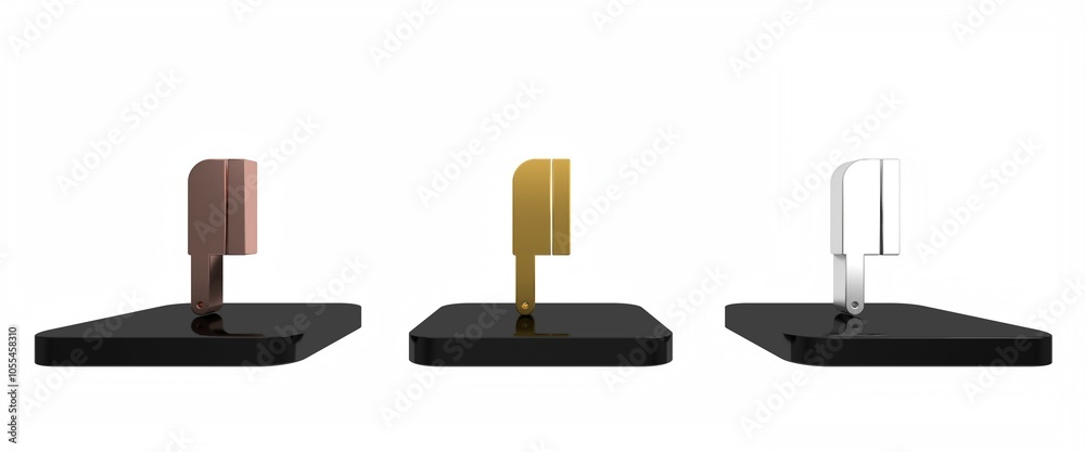 Colorful Meat chopper icon isolated on white background. Kitchen knife for meat. Butcher knife. Minimalism concept. 3D render illustration Colorful Meat chopper icon isolated on white background. Kitchen knife for meat. Butcher knife. Minimalism concept. 3D render illustration