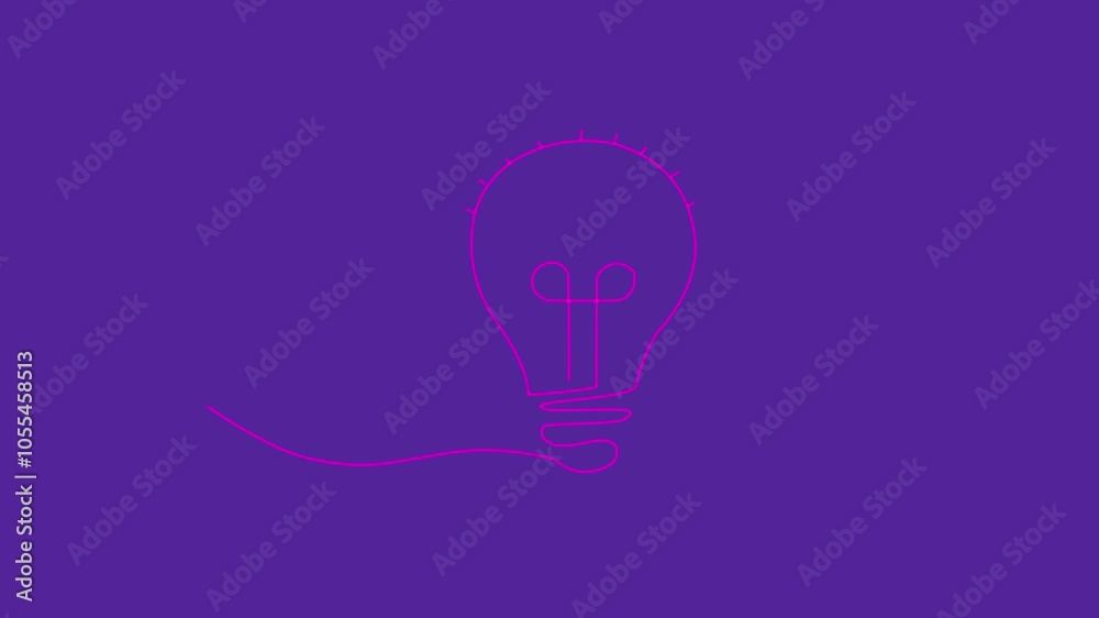 Single continuous animated line light bulb on blue background. Idea concept. Line art animation. Single continuous animated line light bulb on blue background. Idea concept. Line art animation.