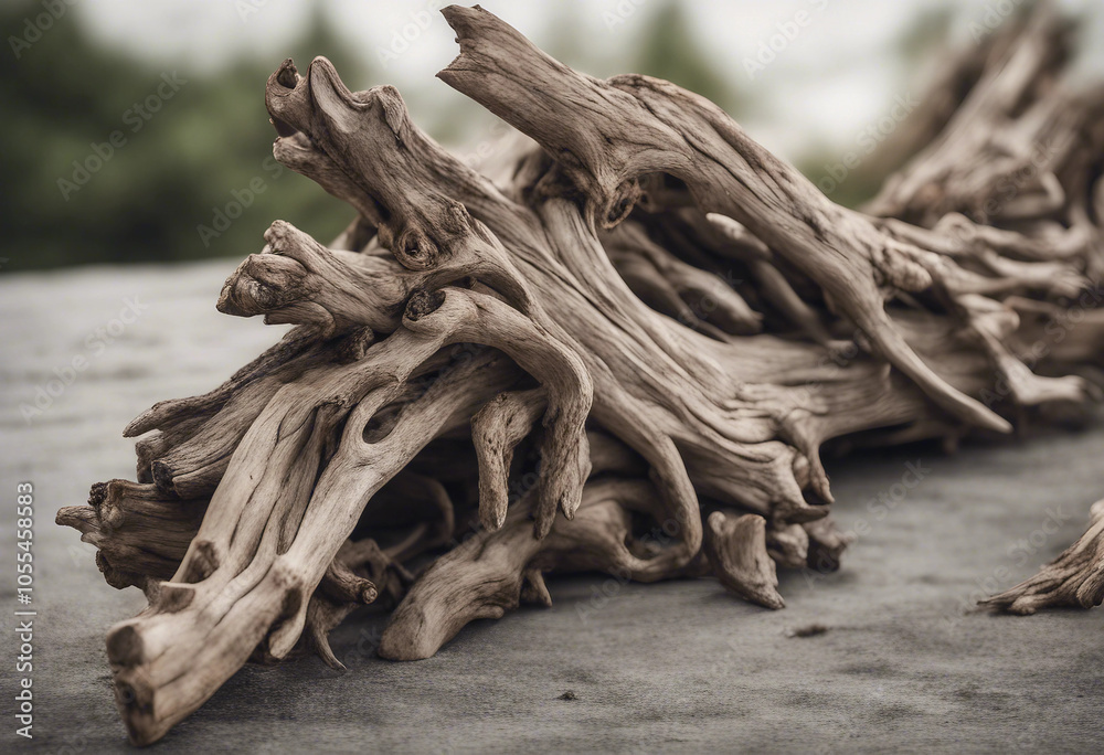Twisted driftwood isolated on transparent background