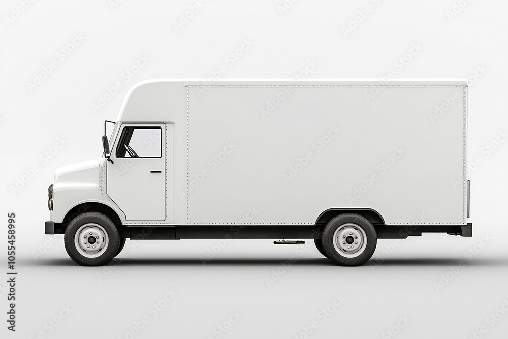 White food truck with blank side mock up on white background White food truck with blank side mock up on white background