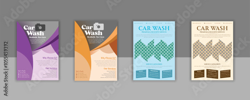 Modern car wash creative professional shop, service, rent, repair, transport, unique, vehicle, auto, discount, garage elegant, stylish, eye catching, wax, a4 print ready flyer brochure bundle template