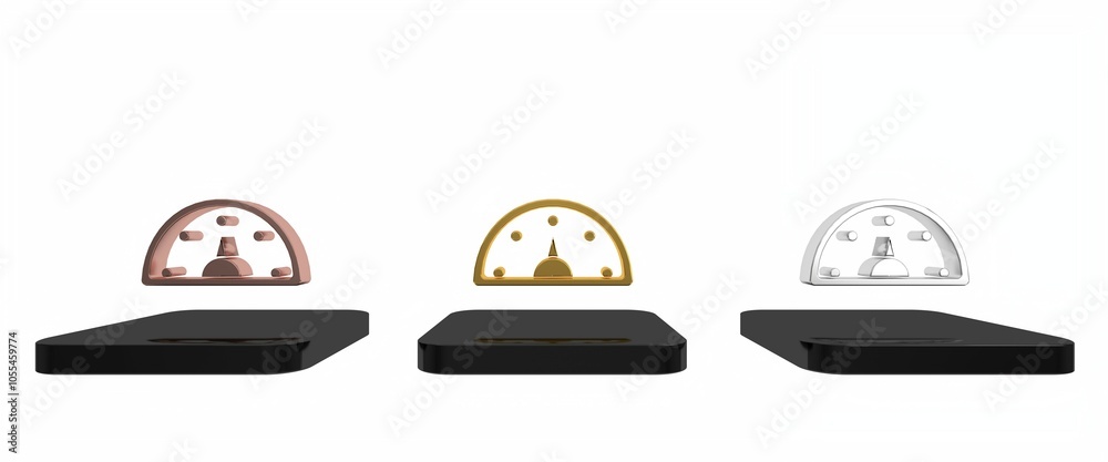 Colorful Speedometer icon isolated on white background. Minimalism concept. 3D render illustration Colorful Speedometer icon isolated on white background. Minimalism concept. 3D render illustration
