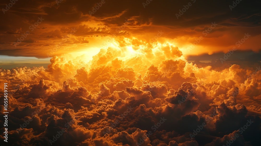 Golden Cloudscape Sunset Aerial View Dramatic Sky Nature Photography Golden Cloudscape Sunset Aerial View Dramatic Sky Nature Photography