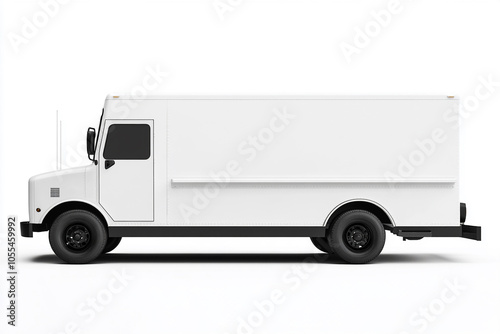 White food truck with blank side mock up on white background