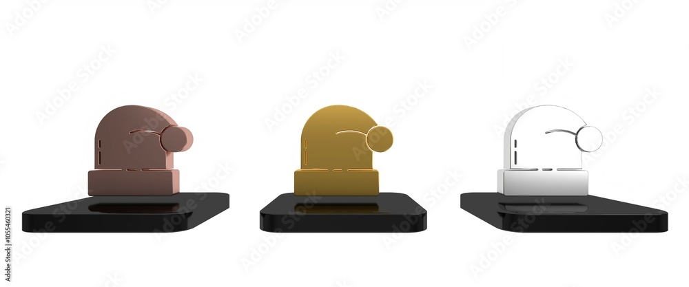 Colorful Christmas Santa Claus hat icon isolated on white background. Merry Christmas and Happy New Year. Minimalism concept. 3D render illustration Colorful Christmas Santa Claus hat icon isolated on white background. Merry Christmas and Happy New Year. Minimalism concept. 3D render illustration