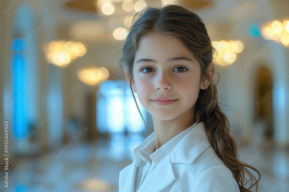 Portrait of a Young Girl with Freckles and Long Brown Hair Portrait of a Young Girl with Freckles and Long Brown Hair