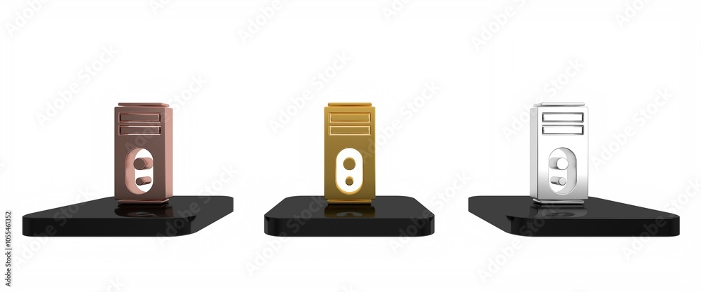 Colorful Computer icon isolated on white background. PC component sign. Minimalism concept. 3D render illustration