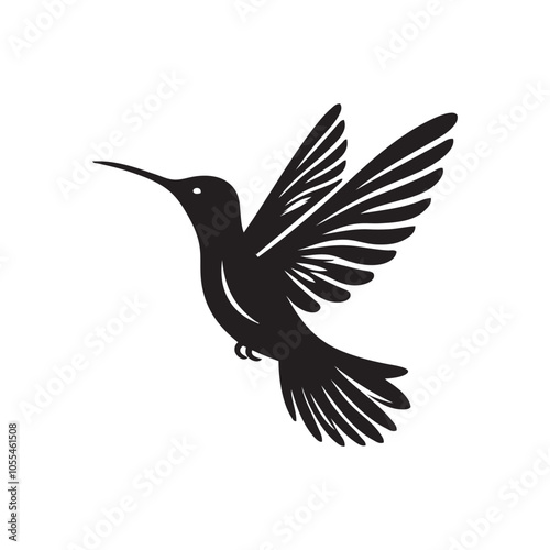 Flying birds silhouette flock. hand drawing. Not AI, Vector illustration.