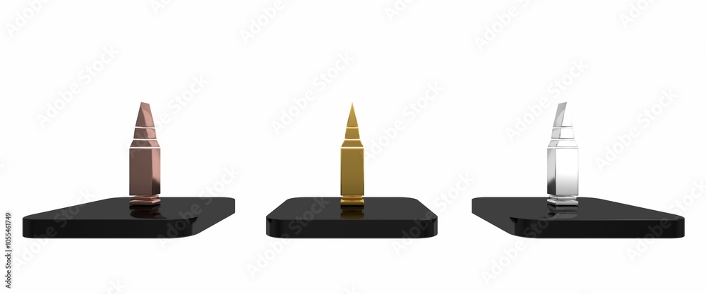 Colorful Bullet icon isolated on white background. Minimalism concept. 3D render illustration Colorful Bullet icon isolated on white background. Minimalism concept. 3D render illustration