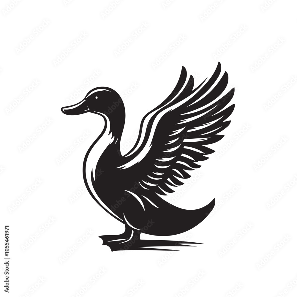 Fototapeta premium Bird Silhouette vector art illustration. black Duck vector design.