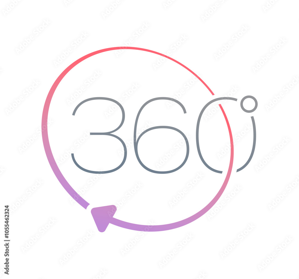 gradient 360 degree logo. 360 degree concept for business, technology world