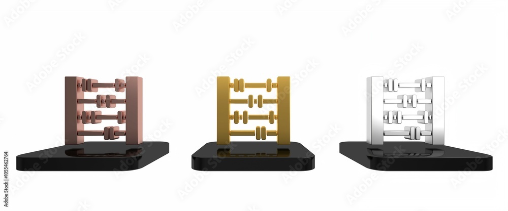 Colorful Abacus icon isolated on white background. Traditional counting frame. Education sign. Mathematics school. Minimalism concept. 3D render illustration Colorful Abacus icon isolated on white background. Traditional counting frame. Education sign. Mathematics school. Minimalism concept. 3D render illustration