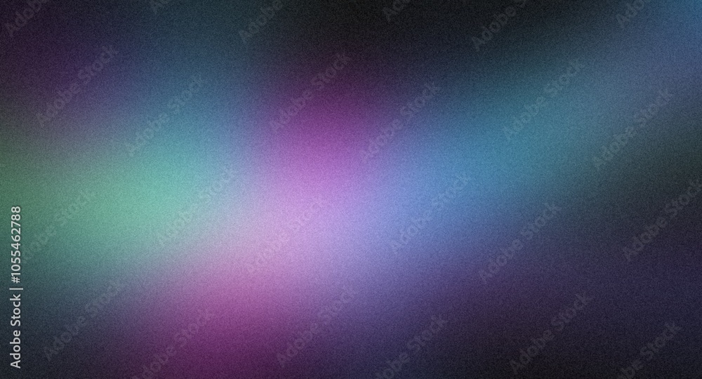 Obraz premium Blurred green, purple, blue glowing in dark background, noisy textured grainy background, banner poster background 