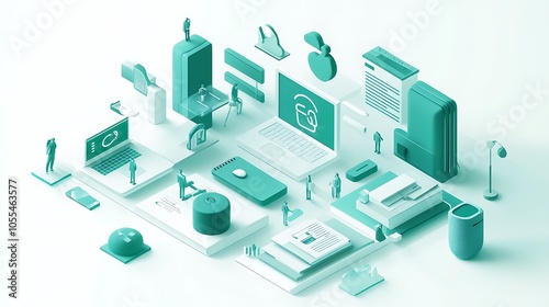 isometric illustration of an online network , Business peoples illustration background