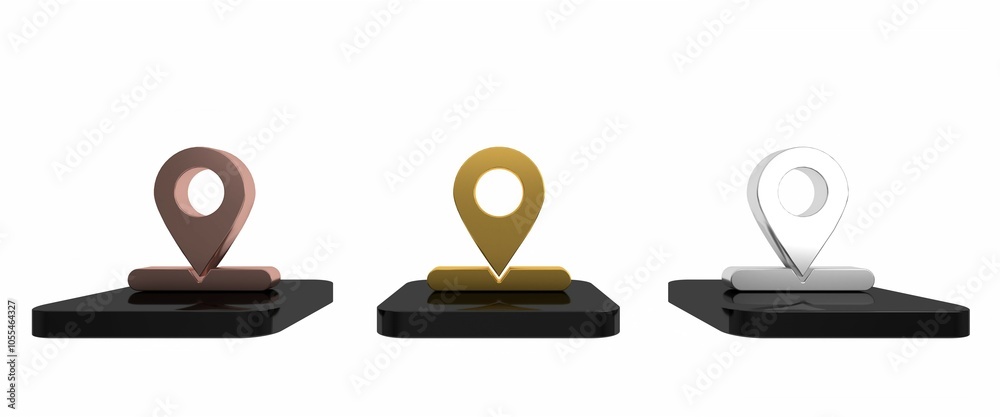Colorful Map pin icon isolated on white background. Navigation, pointer, location, map, gps, direction concept. Minimalism concept. 3D render illustration Colorful Map pin icon isolated on white background. Navigation, pointer, location, map, gps, direction concept. Minimalism concept. 3D render illustration