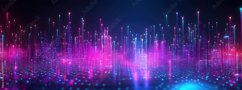 A futuristic 3D abstract techno illustration featuring a mystica A futuristic 3D abstract techno illustration featuring a mystica