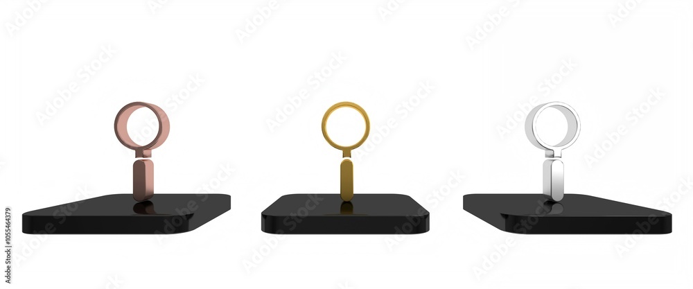 Colorful Magnifying glass icon isolated on white background. Search, focus, zoom, business symbol. Minimalism concept. 3D render illustration