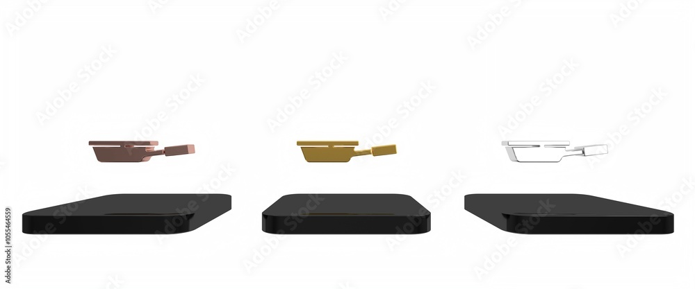Colorful Frying pan icon isolated on white background. Fry or roast food symbol. Minimalism concept. 3D render illustration Colorful Frying pan icon isolated on white background. Fry or roast food symbol. Minimalism concept. 3D render illustration